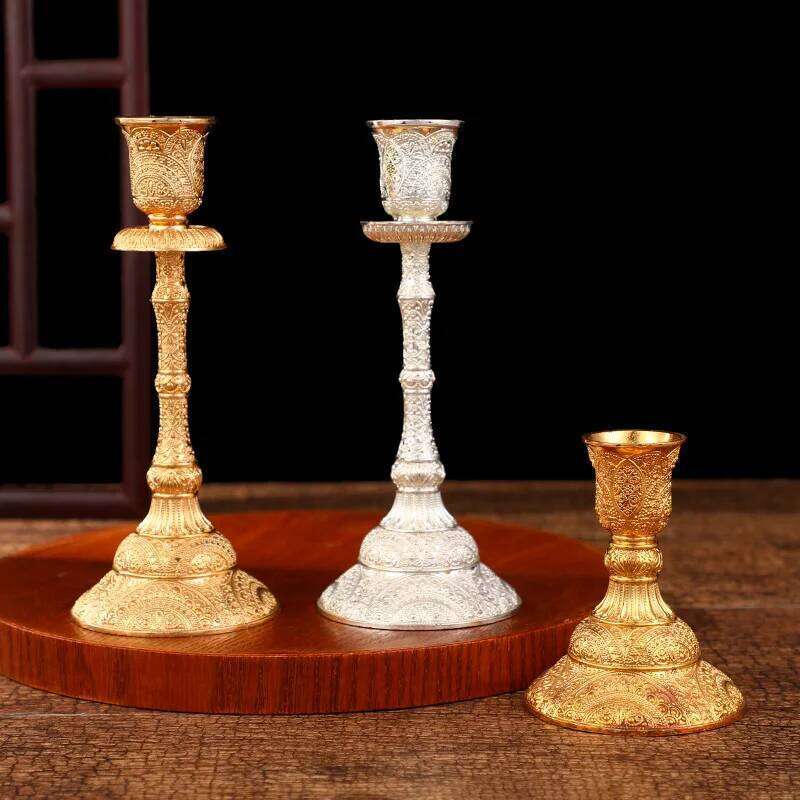 2pc European Style Metal Candlestick Candles Holders Gold Silver Dropshipping Wedding Ramadan Eid Religion Decorations Home Y260131