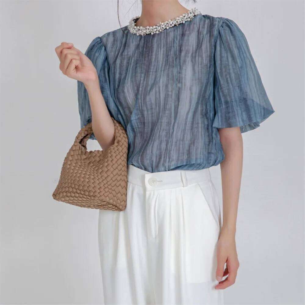 2025 new woven diving material mini bucket shoulder crossbody bag exquisite, cute, high-end handbag fashion