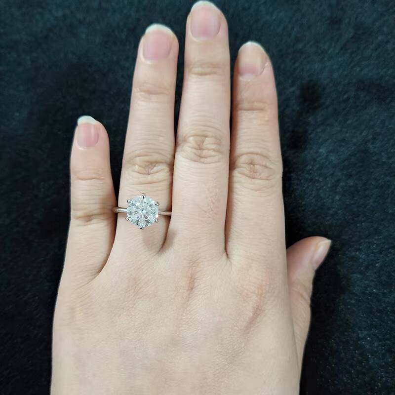 Starsgem Solitaire Style Ring 14k White Gold 25ct Round Brilliant Cut Moissanite Engagement Ring