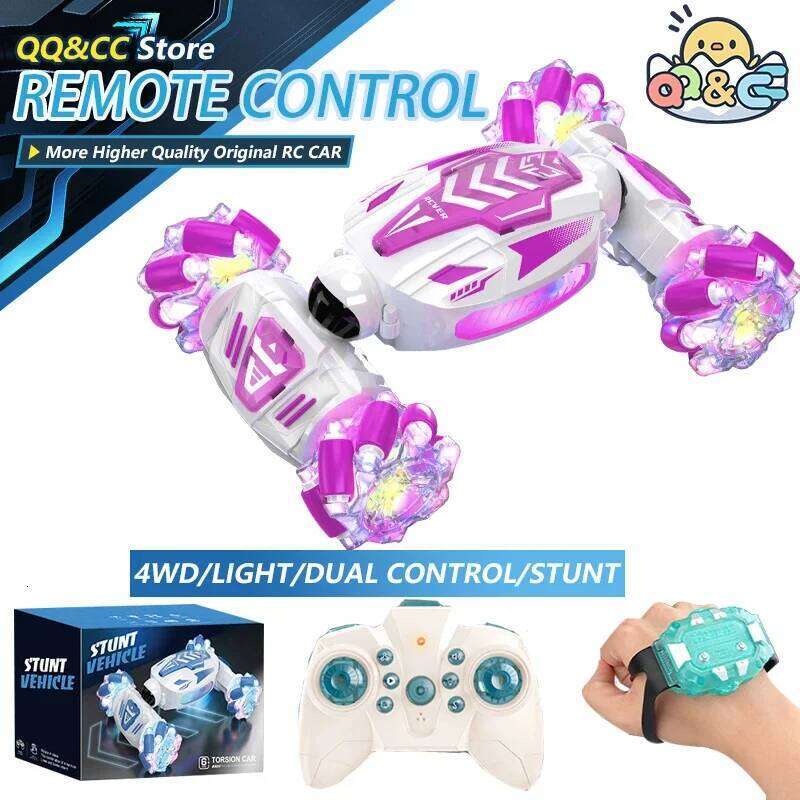 RC Mini Twist Cars Side Drift Climbing Vehicle Dual Remote Control Electric Car Lights Music Stunt Toys for Kids Girls Boys Gift Y260131