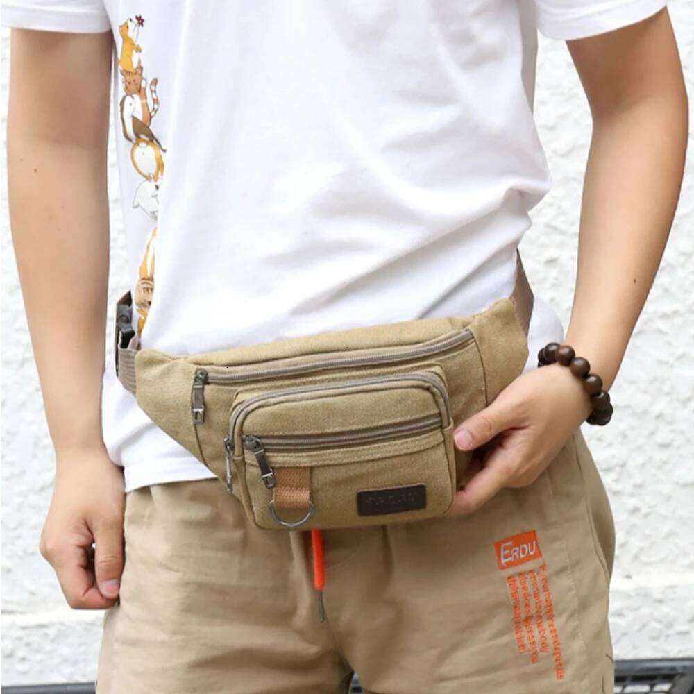 Thick Canvas Waist Outdoor Leisure Sports Crossbody Chest Men's Portable Change Phone Bag, Multifunctional-A-DH 2025