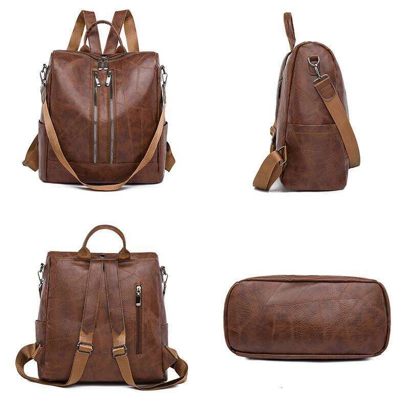 Retro Women Sac A Dos Female Pu Leather Backpacks Purses Designer Ladies Large Capacity Mochilas Rucksacks High Quality Bookbags