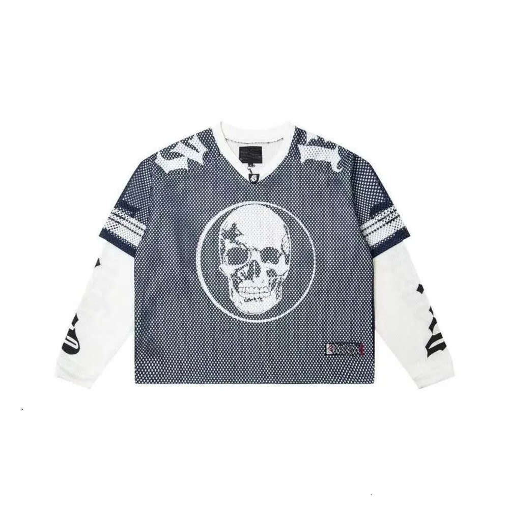New God Speeds Streetwear Designer Mens Shirt Brand Sporty Skull High Street Hip-Hop Printed Mesh Jersey Casual Sports Pullover Godspeedly Long-Sleeved Shirt 59A