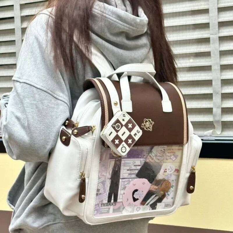 JK Girl Harajuku Transparent School Bag for Y2K Japanese Cute Ita Backpacks Women College Style Student Backpack