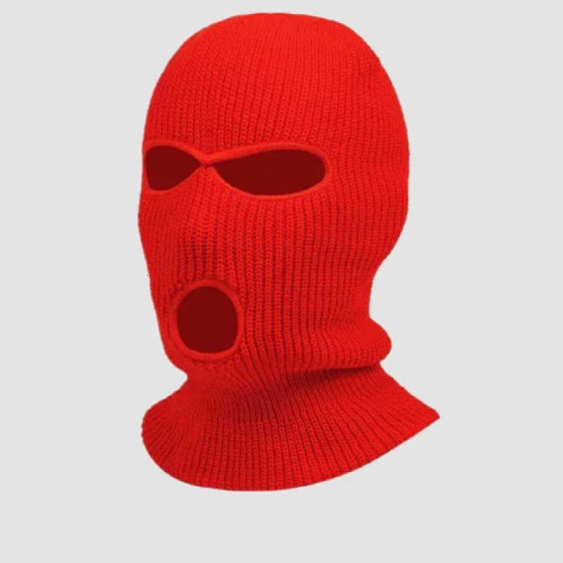 Balaclava two-color stitched embroidered three hole knitted hat military tactical CS winter skiing riding mask Beanie ball mask warm mask Y240923