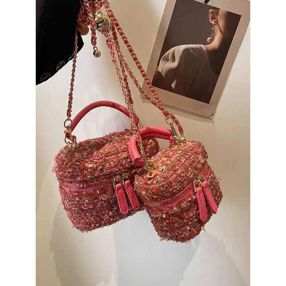 Elegant Woolen Women's Handbags New Fashion Contrast Color Design Temperament Crossbody High-grade Mini Lipstick Box Bags XJ260131