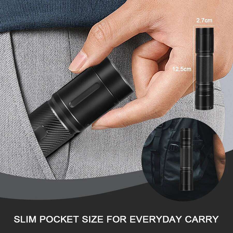 1200LM Portable Tactical Flashlight, 6 Lighting Modes, 360 Clip,High Brightness Torch Built-in 21700 Battery Emergency Light H260131