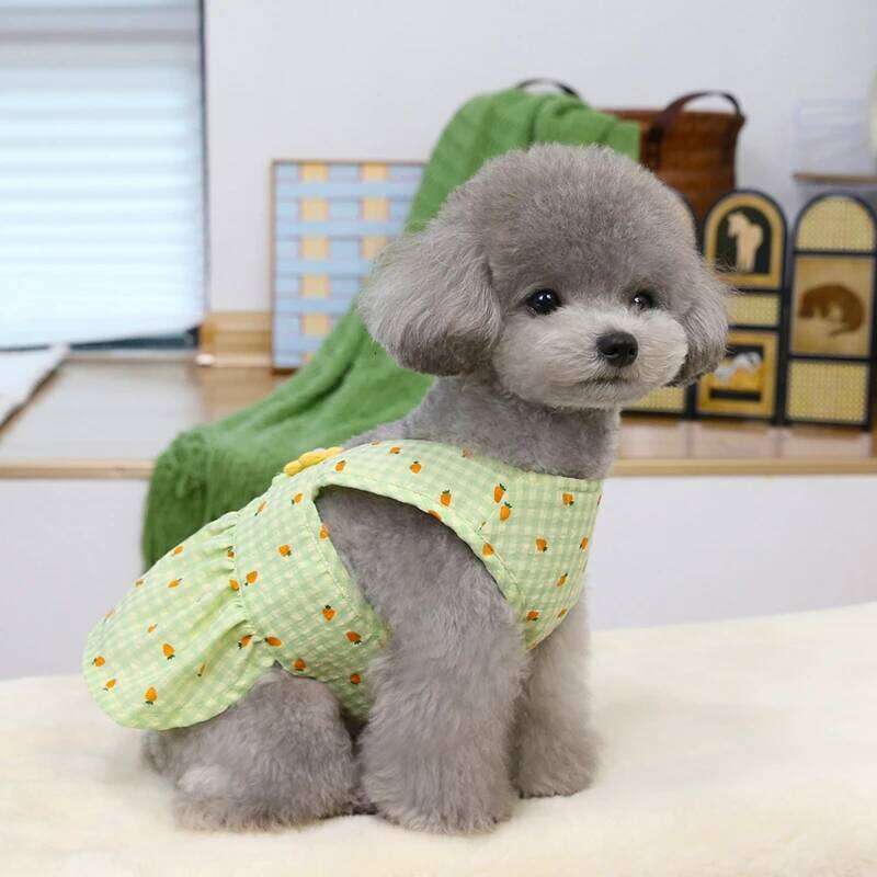 Trendy Spring Summer Pet Dog Costume - Floral Ragdoll Traction Skirt with Breathable Mesh Cute Puppy Dress H260129