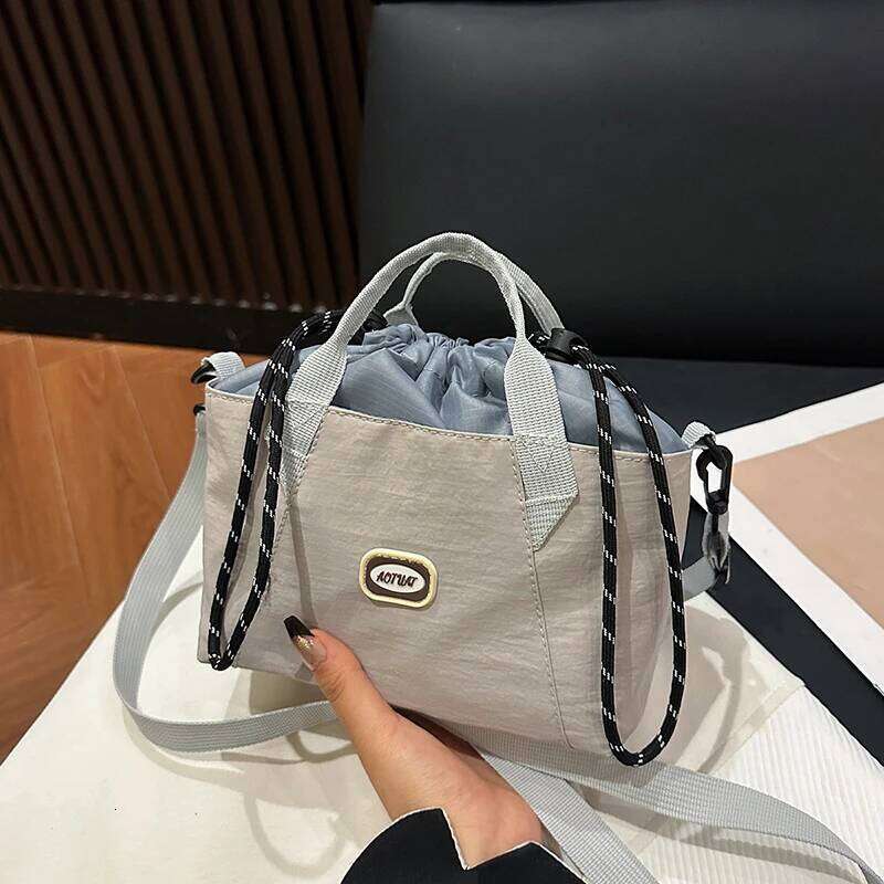 ummer Drawstring Colorblock Fashionable Lightweight Nylon Shoulder Bag Casual Outdoor Phone Pouch