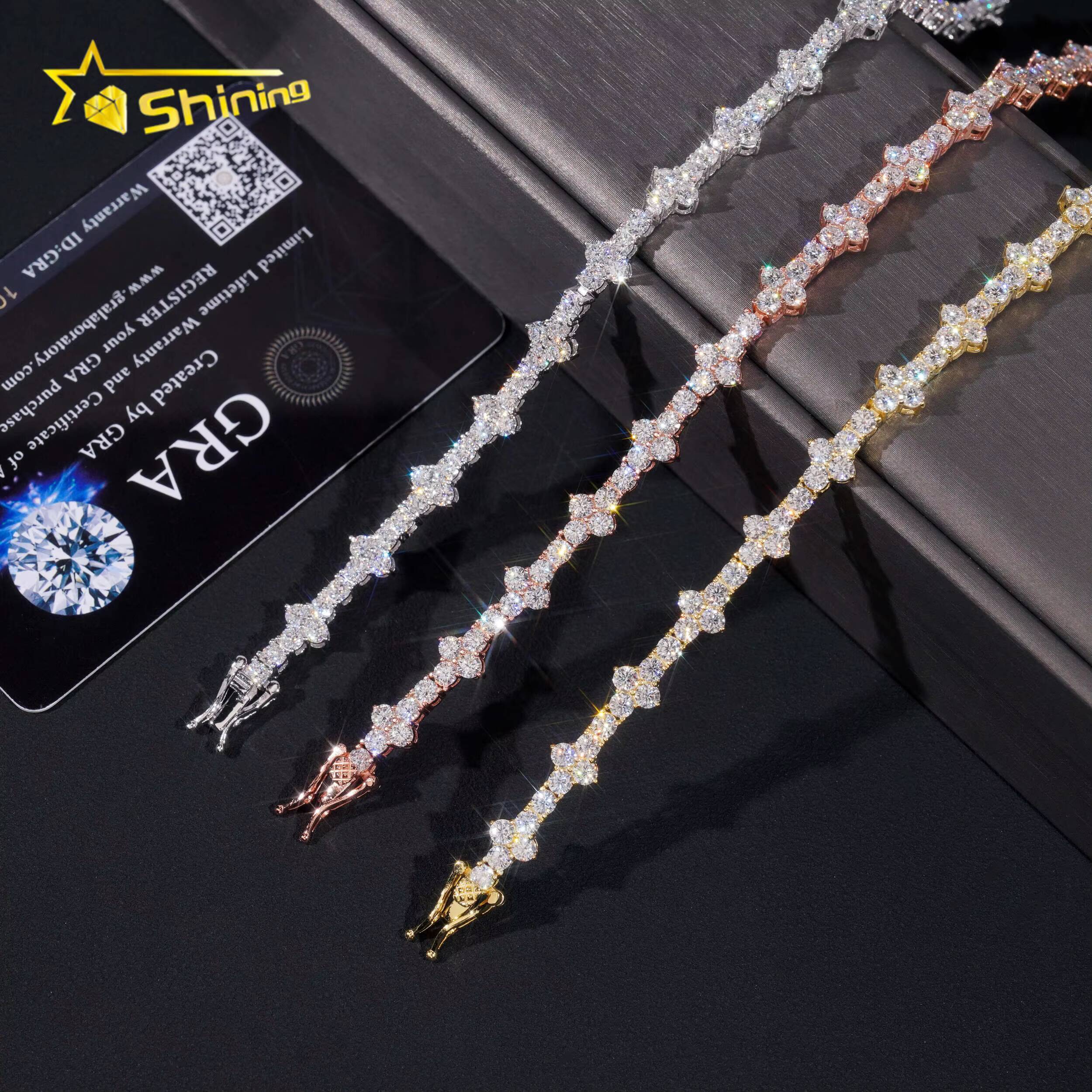 925 Sterling Silver Fast Delivery Cross Tennis Necklace Bracelet Pass Diamond Tester GRA Certified VVS Moissanite Tennis Chain