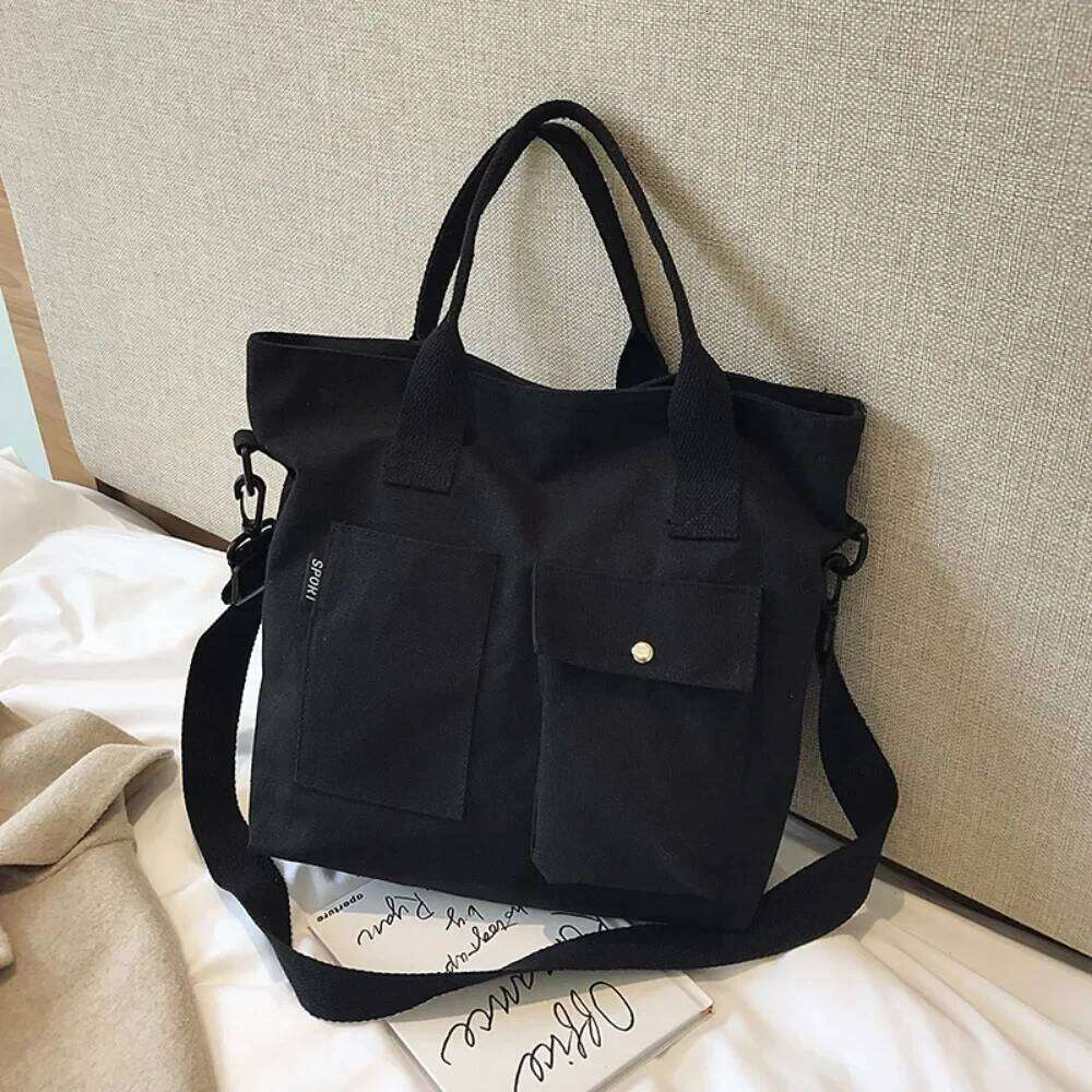 Fashion Canvas Bags students Handbag Shoulder Large Capacity Solid Color Totes Shopper Casual Female Cross Body Bag 2024