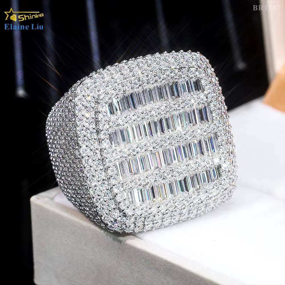 2026 Hip Hop Jewelry Fine Jewelry 925 Sterling Silver Iced Out Diamond VVS Moissanite Custom Iced Out Ring