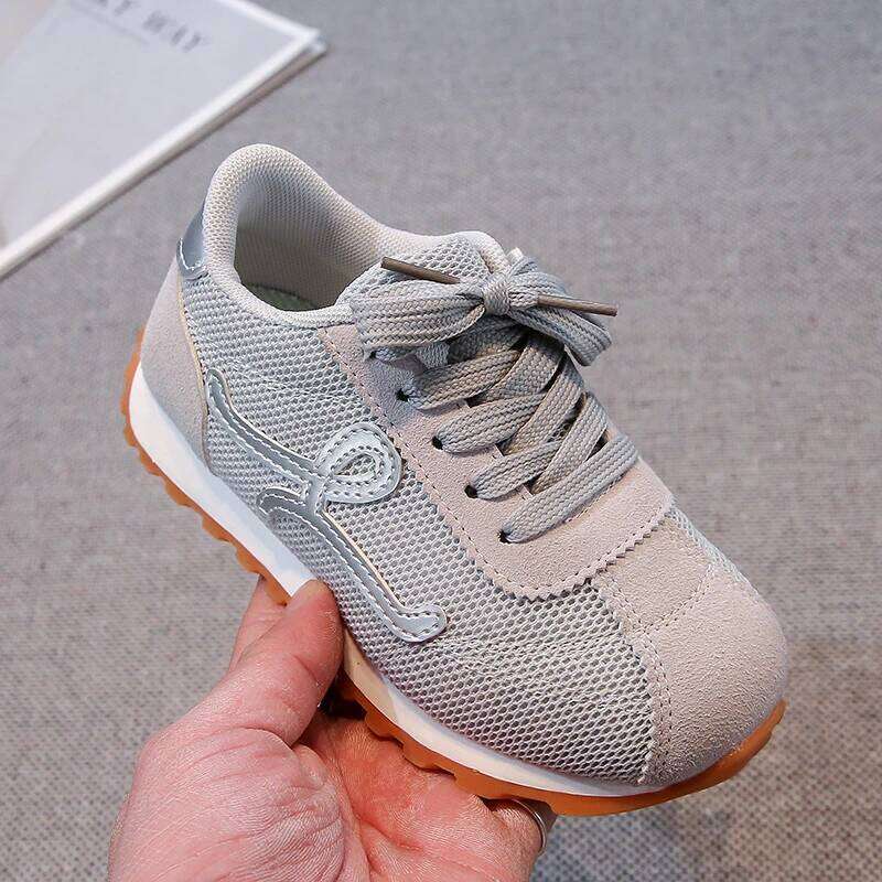 Children's Sneakers 3-18 Years Old Four Seasons Yellow Breathable Boys Girls Casual Gray Soft Non-slip Kids Running Shoes Y260128