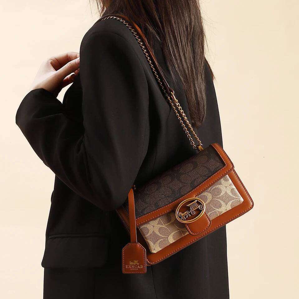 Light luxury women's 2025 new high-end color contrast single shoulder underarm bag designer fashionable crossbody small squa