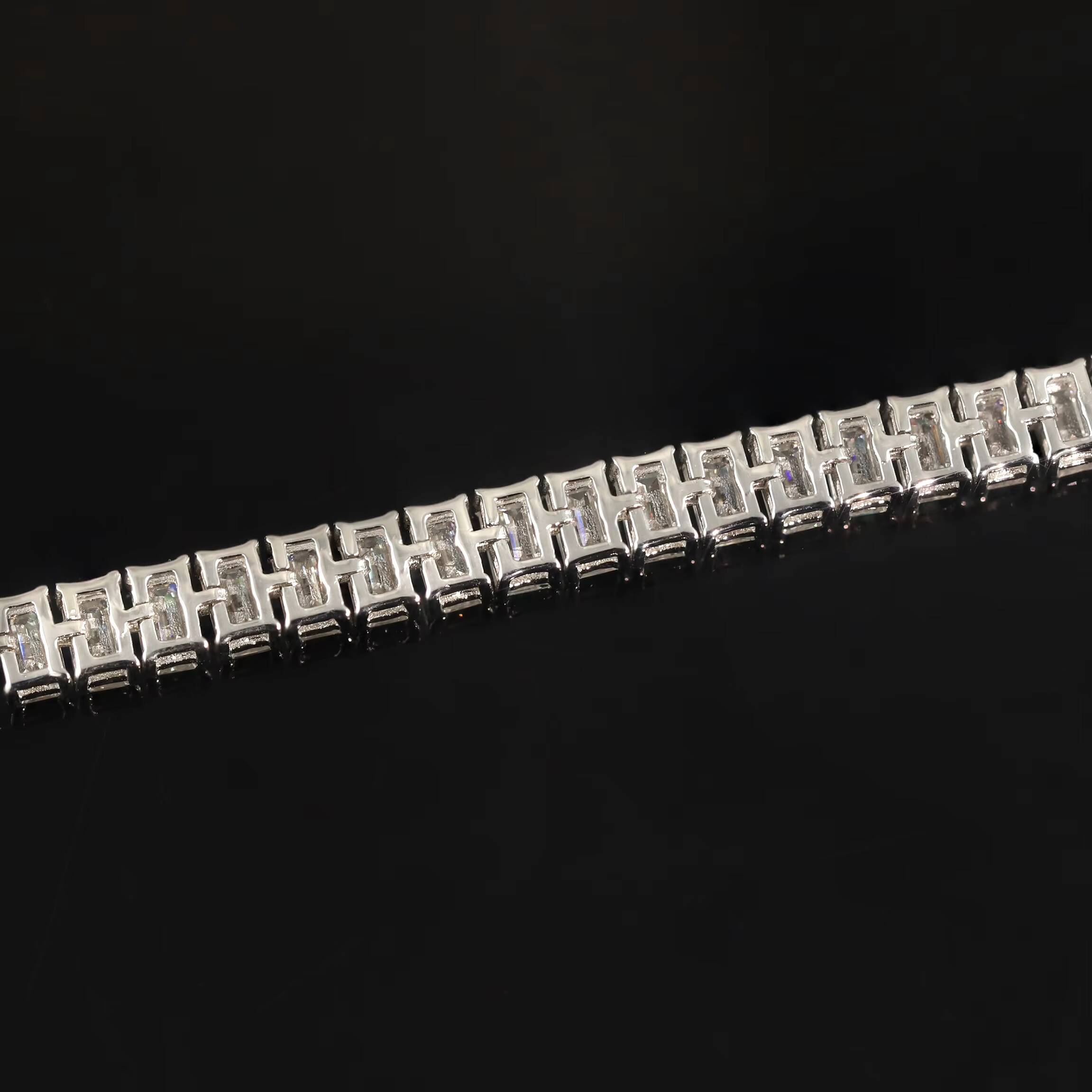 Pass Tester Prong Set Emerald Cut 3x5mm 65IN VVS Moissanite Bracelet 5mm 14K Solid White Gold Tennis Bracelet Unisex
