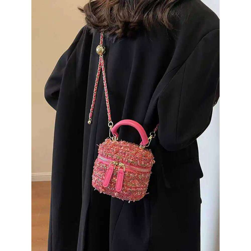 Elegant Woolen Women's Handbags New Fashion Contrast Color Design Temperament Crossbody High-grade Mini Lipstick Box Bags XJ260131