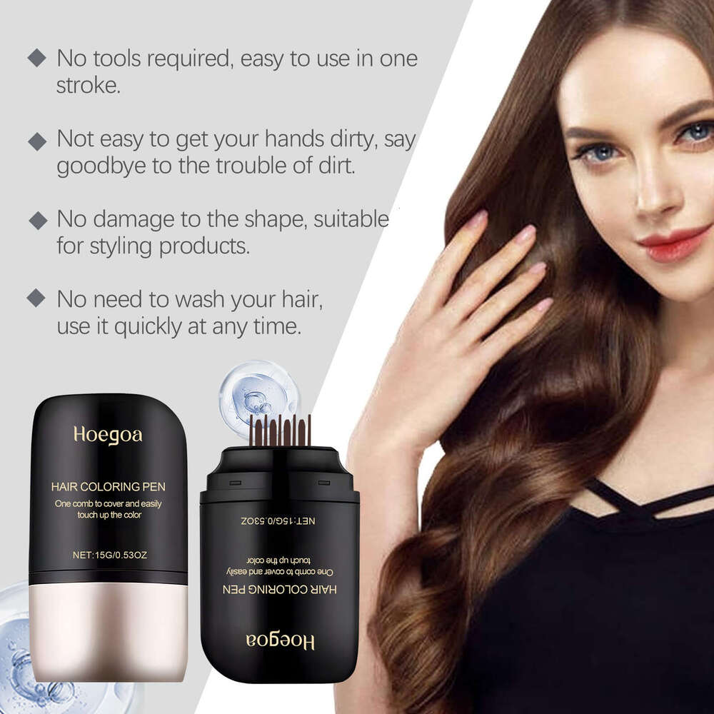 Hoegoa Brown Waterproof Pen Natural Coverage Gentle Hair Care Moisturizing Easy to Color Non-Damaging S260131