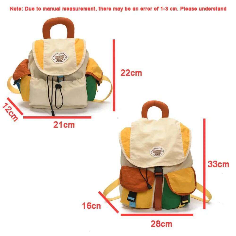 New Color Matching 2 Sizes Parent-Child Bags Korean Style Large Capacity Drawstring Schoolbag Nylon Multi-Pocket Kids Backpack