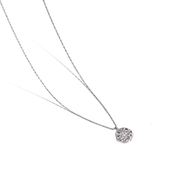 Delphes North Star Coin Button Pendant Necklace Ins Eight-Pointed Star 18K Gold Plated Clavicle Chain