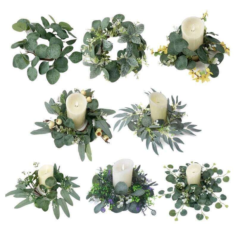 25cm Artificial Greenery For Candlestick Garlands Wreath Candle Rings Wedding Party Christmas Centerpiece Decor Y260131
