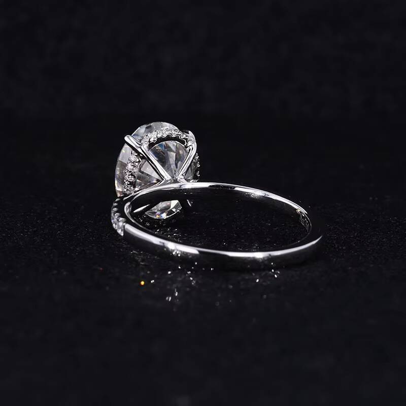 Hidden Halo Jewelry 14K/18K White Gold Brilliant Oval Shaped Moissanite Womens Engagement Rings