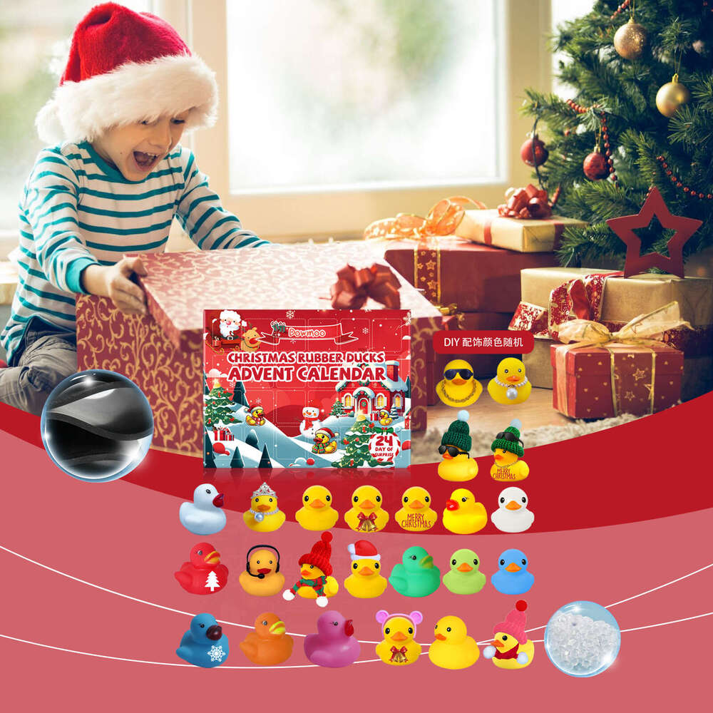 Dowmoo 24-Grid Advent Rubber Little Yellow Duck Christmas Blind Box Cartoon Toy Children's Gift S260131