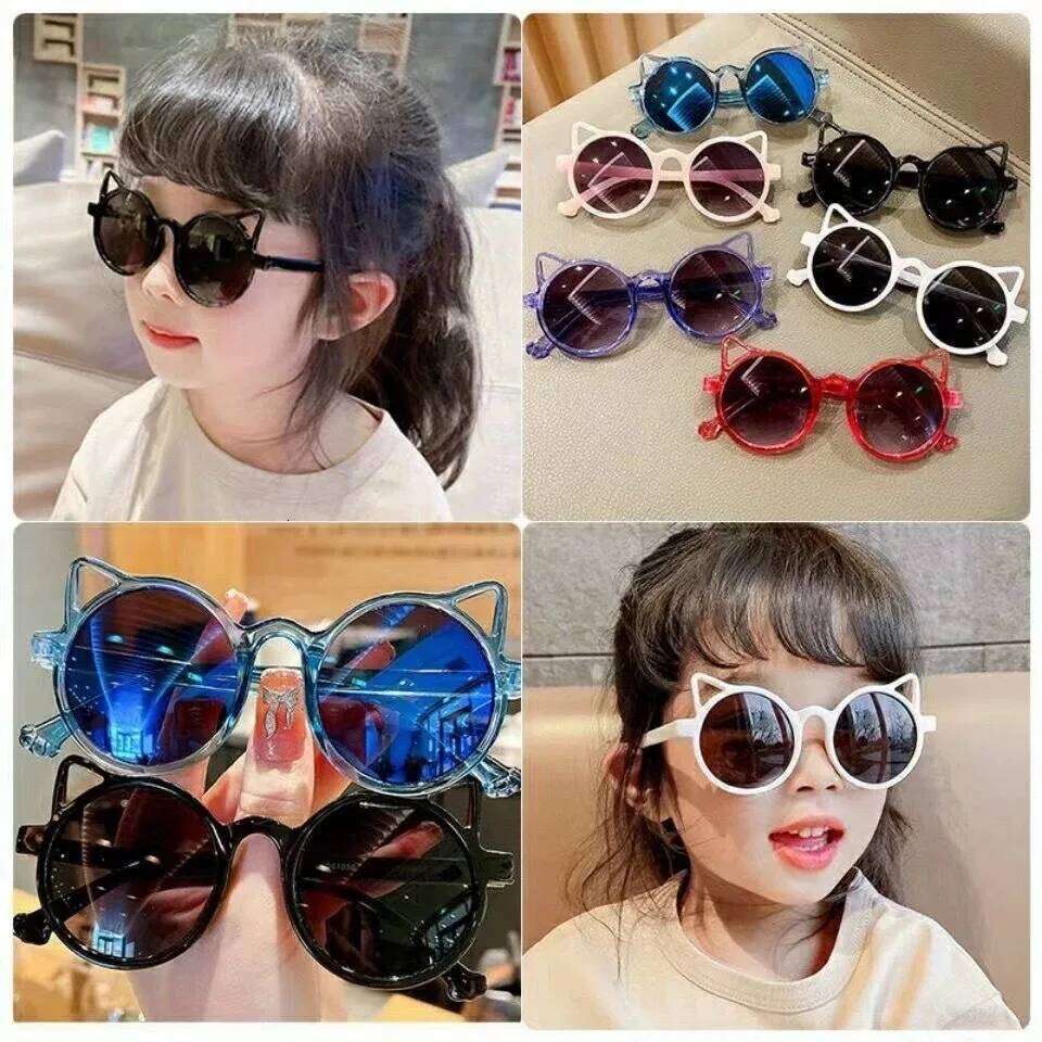 2025 New Fashionable Kidsren's Sunglasses with Sun Protection Sunshade, Cat Ears Cartoon Sunglasses, Male and Female Baby Style Glasses H260130