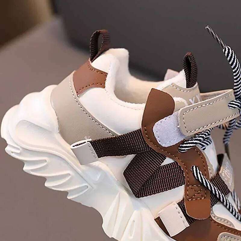 New Arrival Children Sneakers Pretty Silhouette Girl Running Pink Black Khaki Trendy Kids Boys Training Shoes Y260128