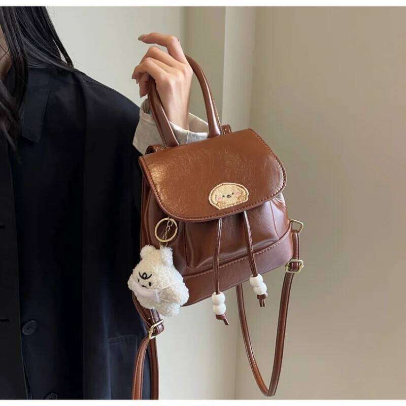 Women's Korean retro casual bucket mini small cute backpack, simple and versatile fashion backpa