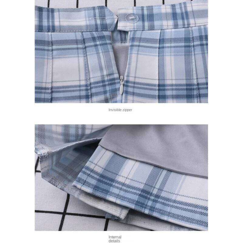 Plaid Pleated High-Waist Women's 2022 Summer A-Line Korean College Style School Girls Eam Dance Clothing Mini Short Skirt XJ260131