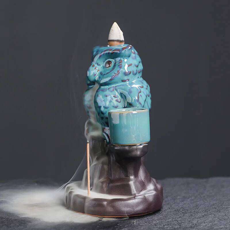 Creative Ceramic Burner with Backflow Feature Home Decoration & Candle Holder Gift for Owl Lovers Without Incense Y260131