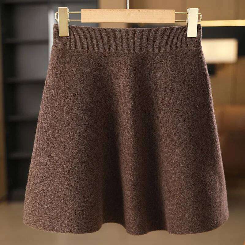 100% merino wool women's knitted pleated skirt, elastic waist, fashionable, Korean version, new autumn and winter 2024 XJ260131