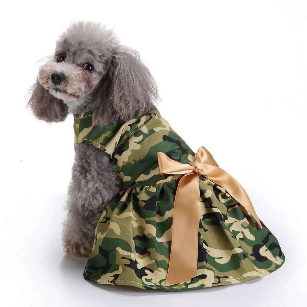 L Camouflage Summer Pet Dog Dress Elegant Sleeveless Puppy Skirt Perfect for Everyday Wear Beach Trips Photography H260130