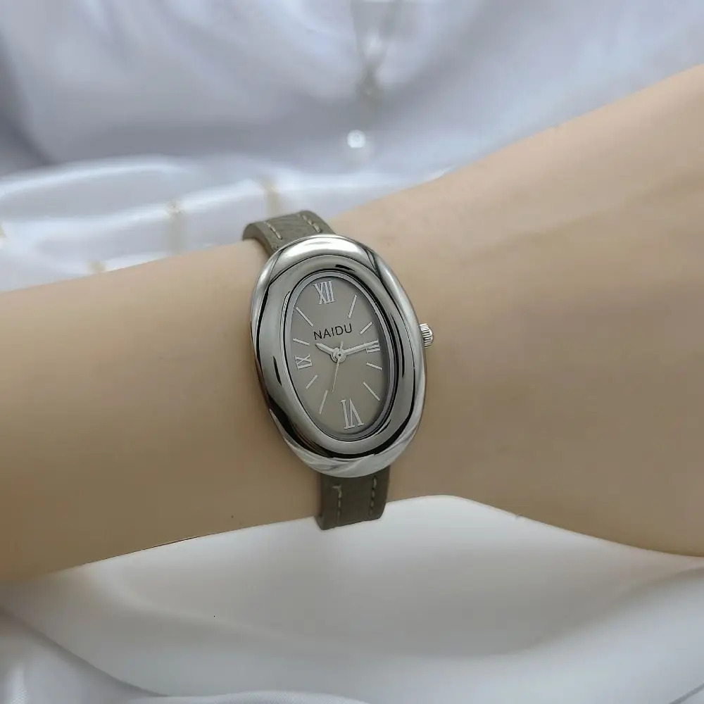 Goose Egg Shape Women Quartz Watch Soft Leather Strap Casual Vintage Oval Ladies Watches Durable Female Wristwatch 260126