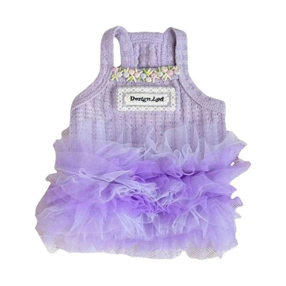 Fashion Lace Summer Thin Design Lightweight Dog Princess Dress Purple Comfortable Pet Costumes Puppy Apparel H260130
