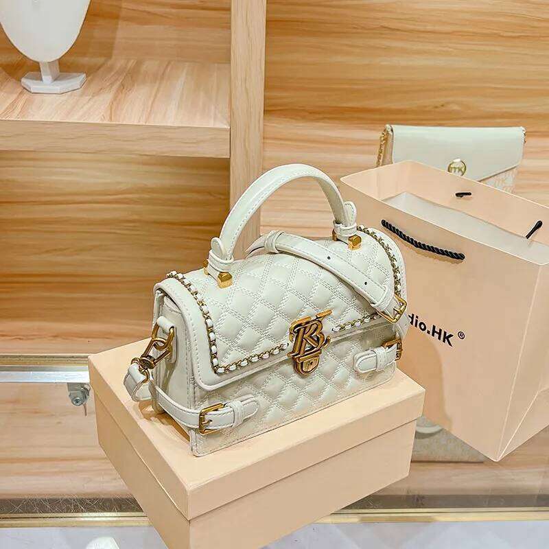 Women's handbag genuine leather carrying small square 2024 new high-end designer spring/summer crossbody shoulder bag