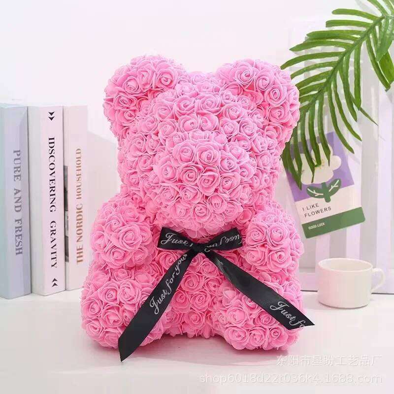 Artificial Rose Bear Flower Valentine's Day Birthday Anniversary with DIY Gift Box Packaging Wedding Decoration Y260131
