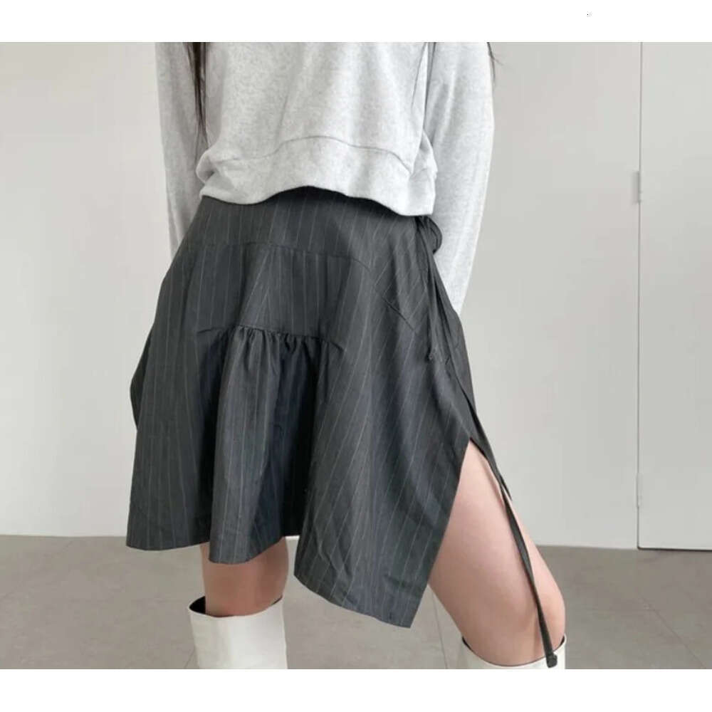 Matakawa Y2k Irregular Skirts for Women Solid Spring Autumn Vintage Ins Fashion Faldas Mujer High Waist A-line Sexy Mini Skirt XJ260131