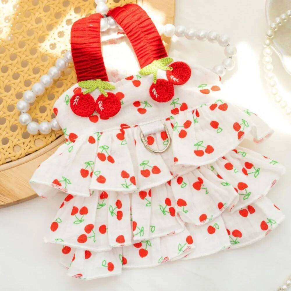 Cotton Cake Summer Breathable Cherry Pattern Cute Dress Pet Sling Big Dog Clothes Cat Skirt Chihuahua Princess Vest H260130