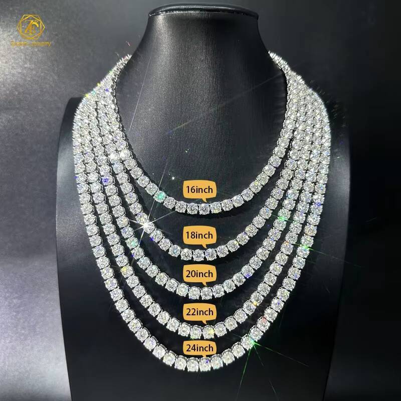 Wholesale Tennis Chain Plata Oro 925 Moissanite 2MM 3MM 4MM 5MM 65MM 16 Inches to 24 Inches Tennis Link Chain
