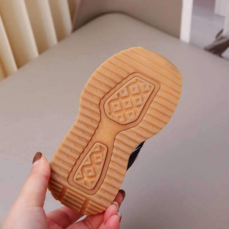 Four Seasons Children's Sneakers Brown Leather Fashion Lightweight Boys Girls Board 2-6 Years Old Kid Baby Casual Shoes Y260128