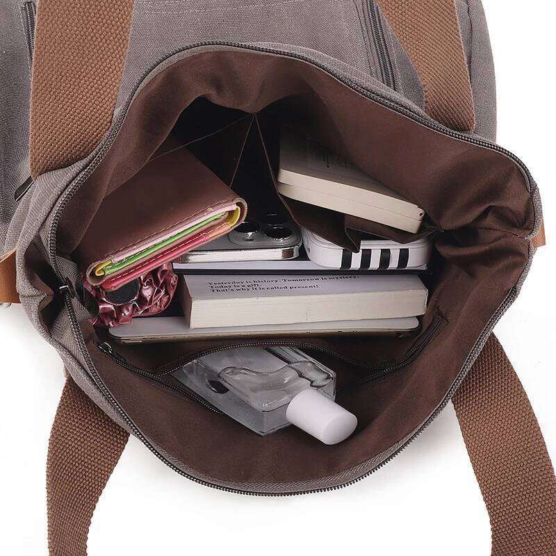 Cross-border large-capacity canvas women's casual cross-body Korean-style fashionable tote bag, simple handbag, new st