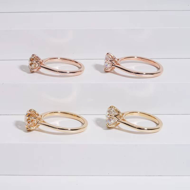 Starsgem 18k Yellow Solid Gold Jewelry D Vvs Moissanite Diamond 85mm Round Brilliant Cut Round Moissanite Ring