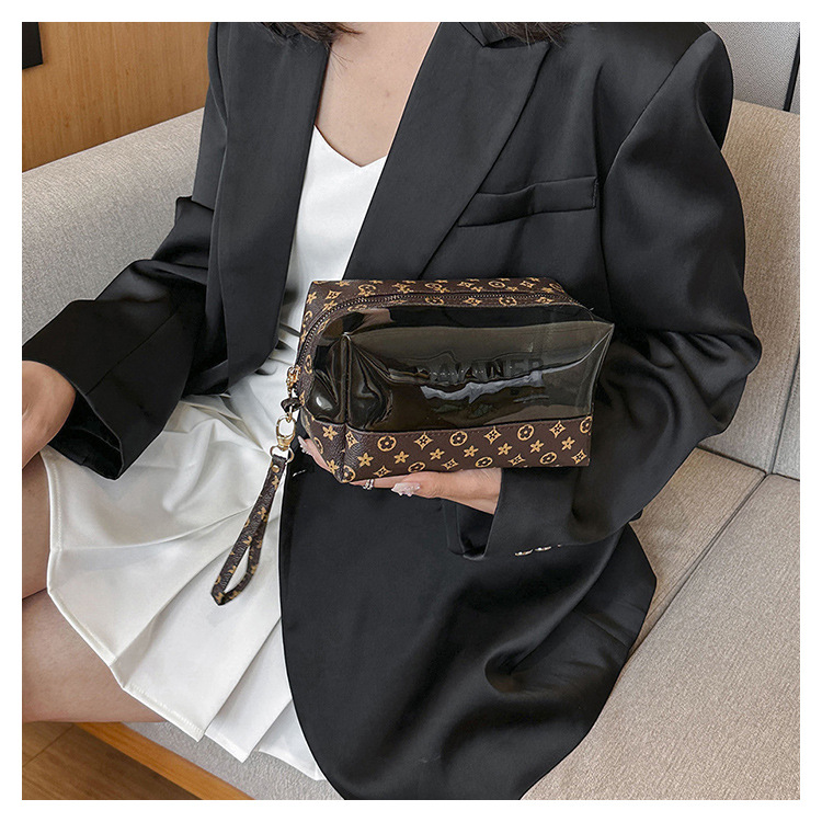 new PVC hand-held makeup bag with a high-end feel stylish and simple large-capacity toiletries bag waterproof storage bag