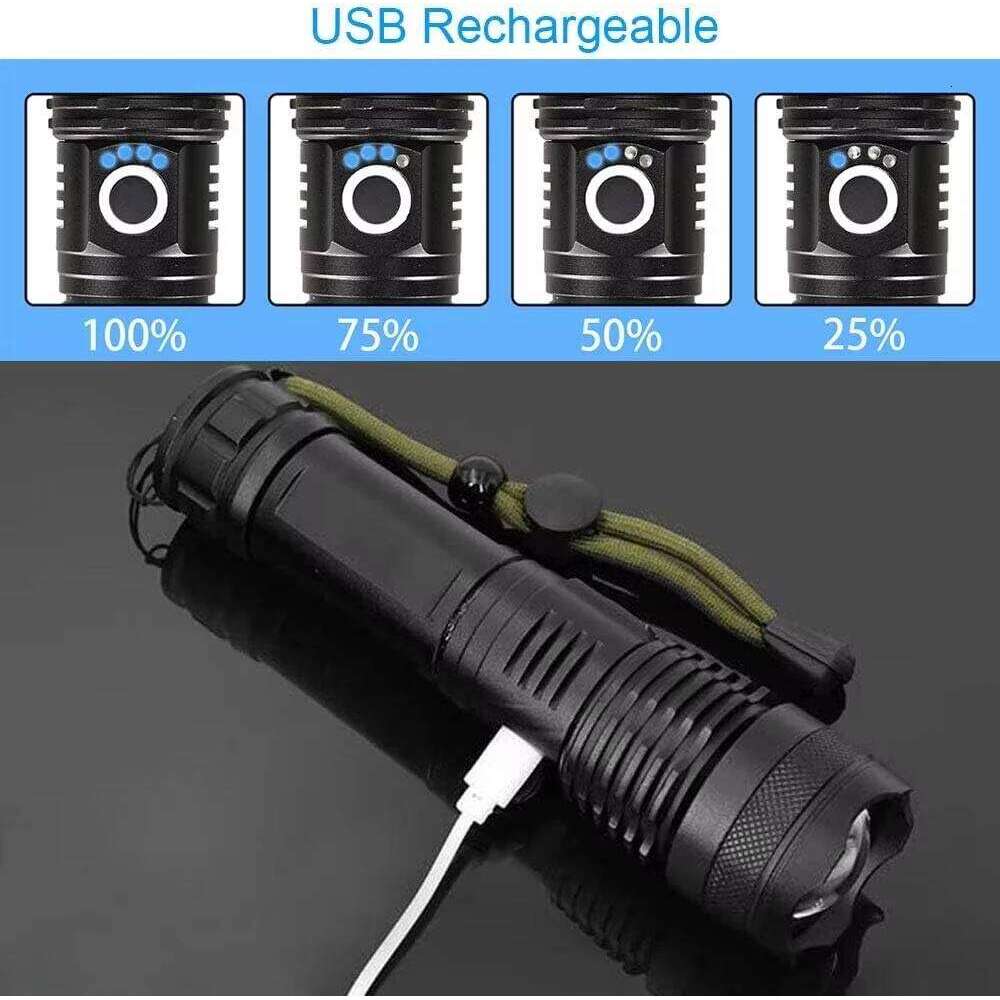 Flashlights High Lumens Rechargeable, Super Bright 5 Modes LED Flashlight, IPX6 Waterproof Powerful Flash Light H260131