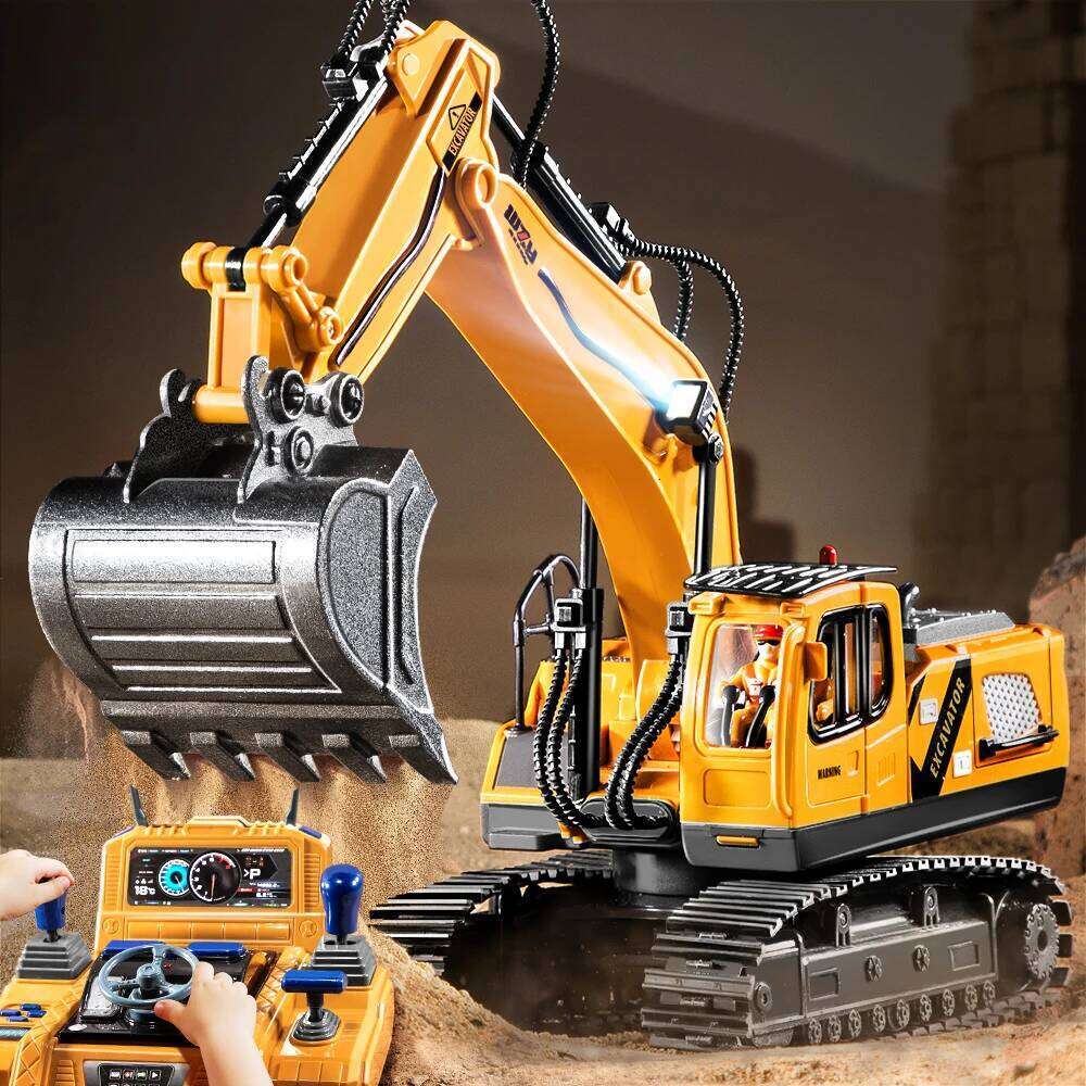 2.4G Remote Control Excavator Toy, Simulation Alloy Construction Vehicle, Education RC Digger Truck for 3 Years Kids Boys Gift Y260131