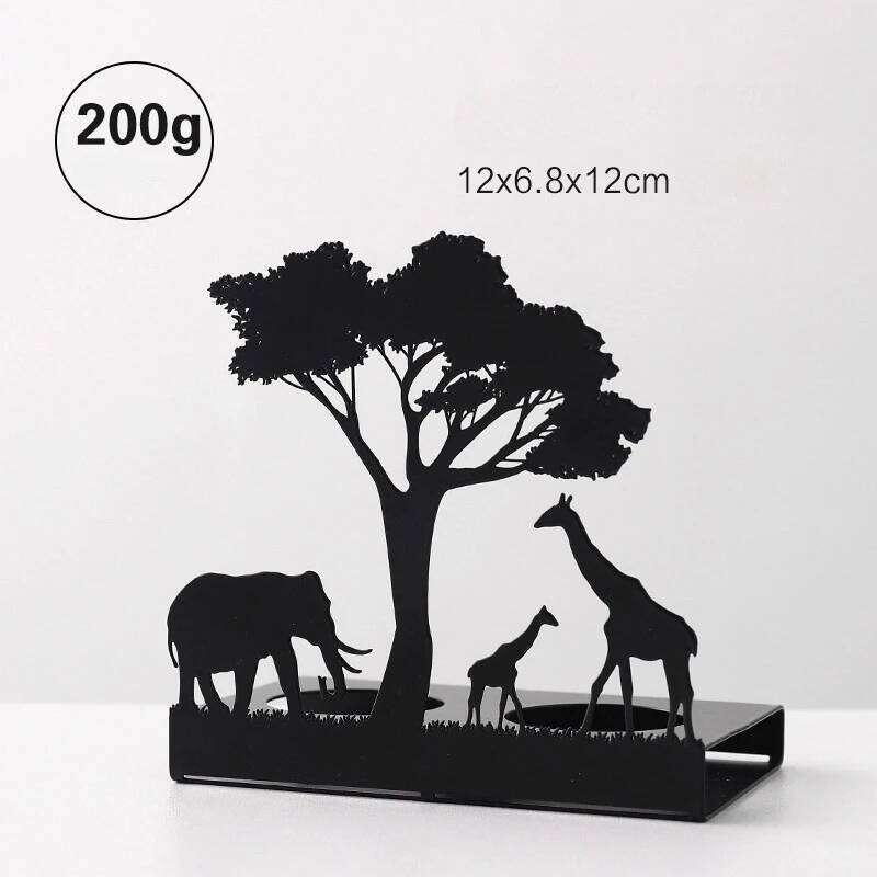 Creative Metal Candle Holder Black Wrought Iron Elk Christmas Luminous Decoration Crafts Candlestick Ornaments Home Decor Gift Y260131