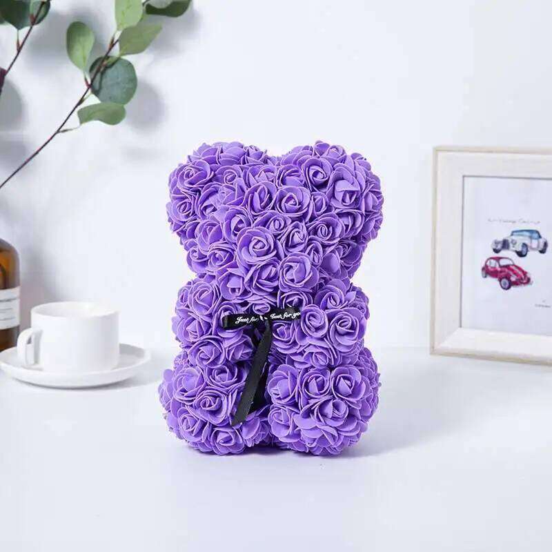 Rose Bear NEW Valentines Day Gifts 25cm Flower Bears Artificial Floral Decorations Mother' DAY Gift For Girlfriend Festival And Y260131