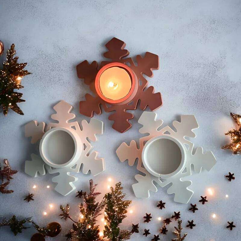 Snowflake Candle Holder Mold for Resin, Silicone, Gypsum, Clay with Central Hole - Christmas, Winter, New Year's Eve Y260131