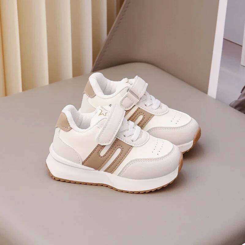 Four Seasons Children's Sneakers Brown Leather Fashion Lightweight Boys Girls Board 2-6 Years Old Kid Baby Casual Shoes Y260128